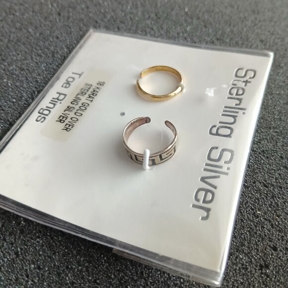 Sterling Silver & 18K Gold Over Sterling Toe Rings Set of 2 NWT (Missing 1) - Picture 4 of 5